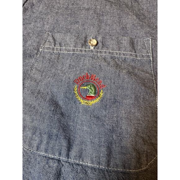 Vintage Duck Head Denim Chambray Button-Up Long Sleeve Shirt Blue Men’s Large - Picture 2 of 8